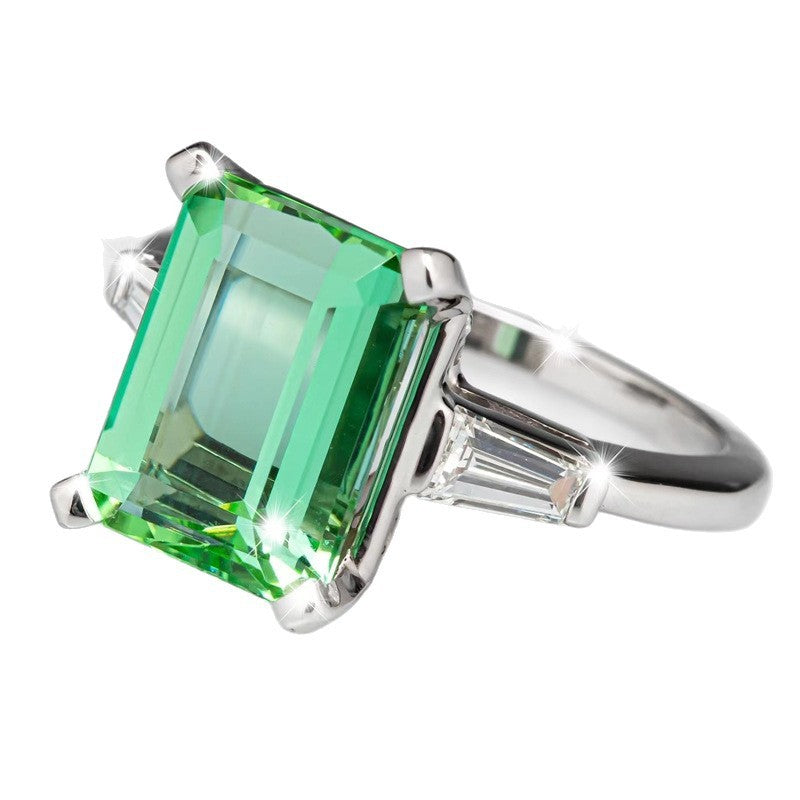 Square Emerald Ring Fashion Simple Temperament Lady