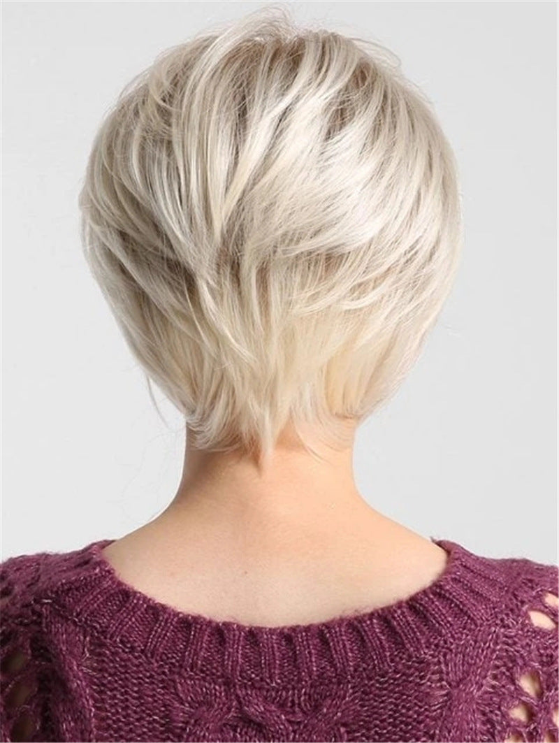 Wig Fashionable Light Blonde Short Straight Hair With Inner Button Wig Headgear