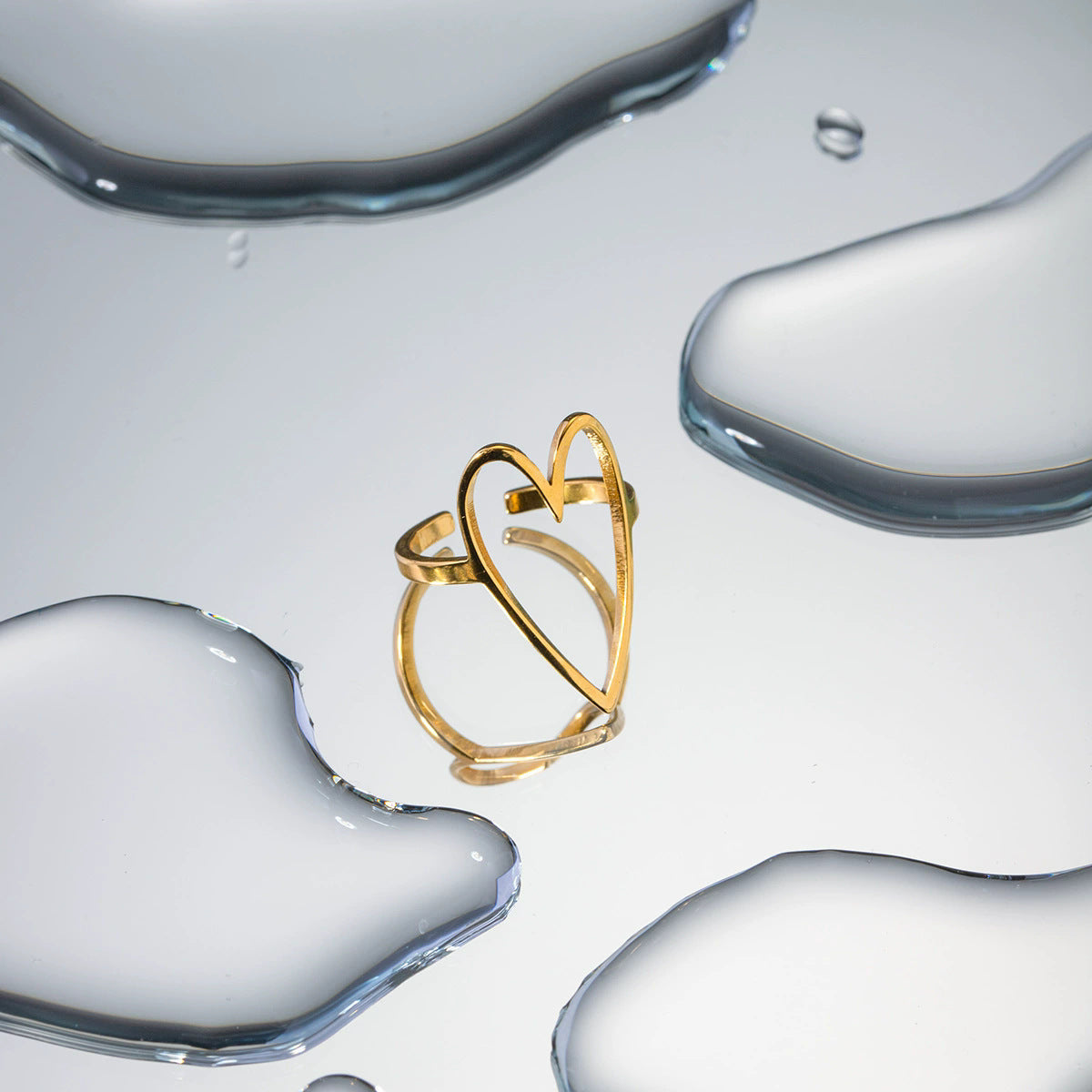 Women's Fashionable New Oil Pressure Opening Love Heart Ring
